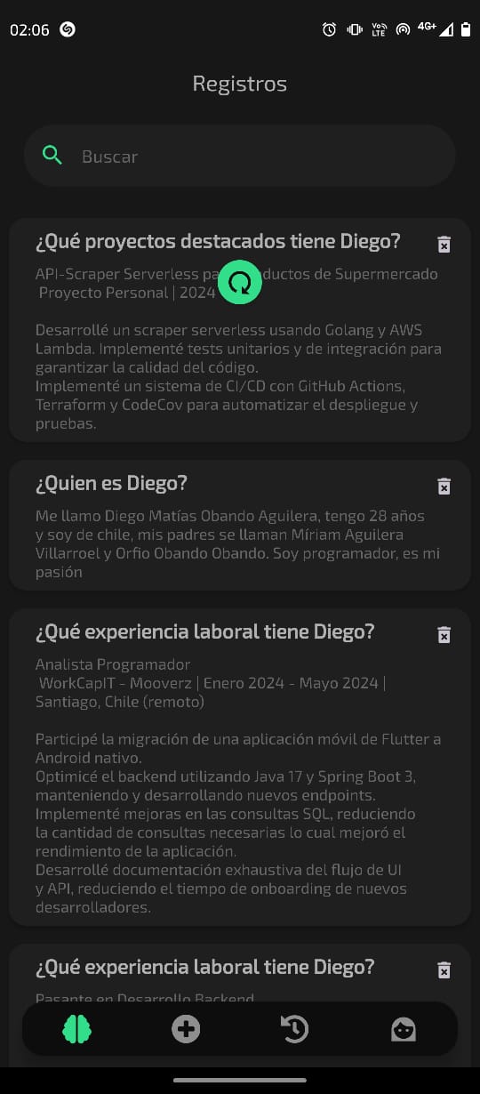 Pantalla de registros